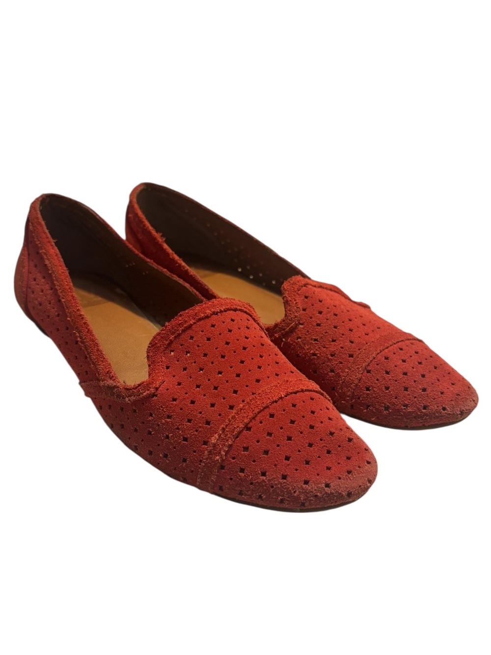 DV by Dolce Vita Loafers Size 7.5 Red Suede Laser-Cut Perforated Slip-On Flats